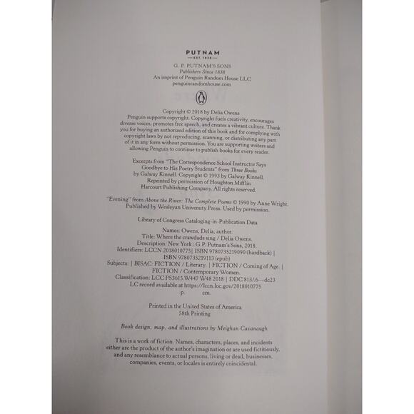 Where the Crawdads Sing by Delia Owens Hardcover Reese's Book Club EUC - Picture 6 of 8